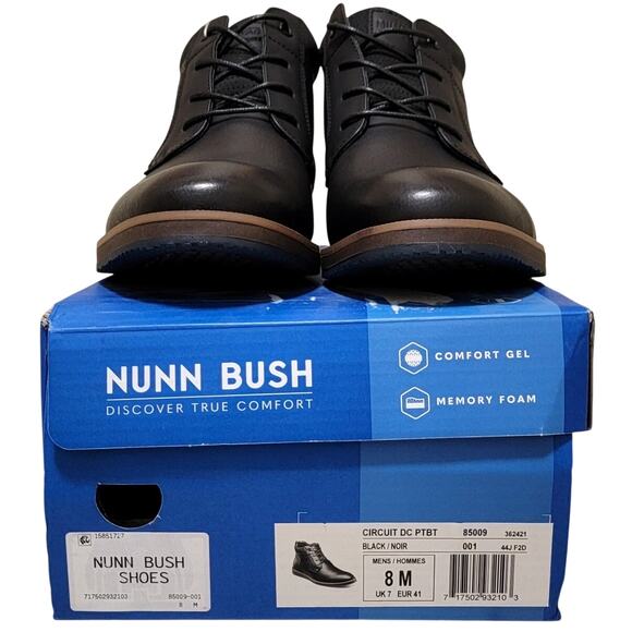 Nunn Bush Men Circuit DC Plain Toe Chukka Boots Size US 8M Black Faux Leather - Picture 6 of 6